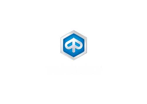 A hexagonal logo featuring a blue background with a white stylized letter "P" and the text "PIAGGIO" beneath it.