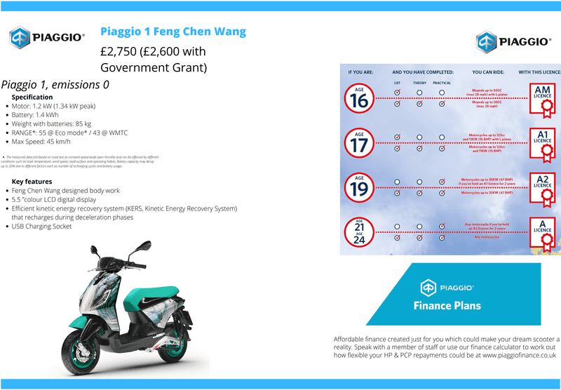 Piaggio One Feng Chan Weng brochure
